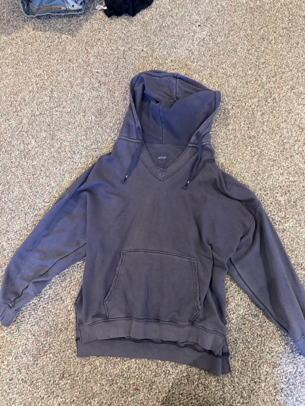 aerie Washed Navy Pullover Hoodie